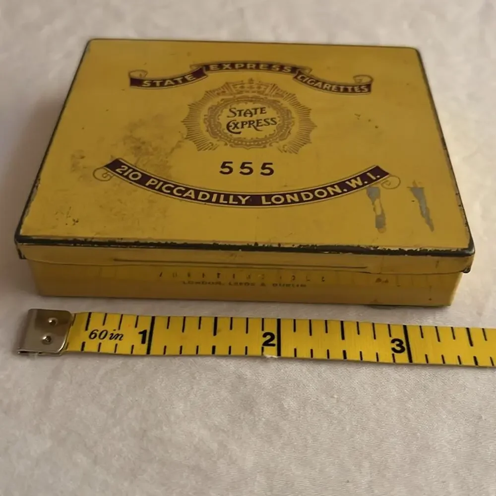 State Express Cigarettes 555 Yellow Tin Box Vintage
